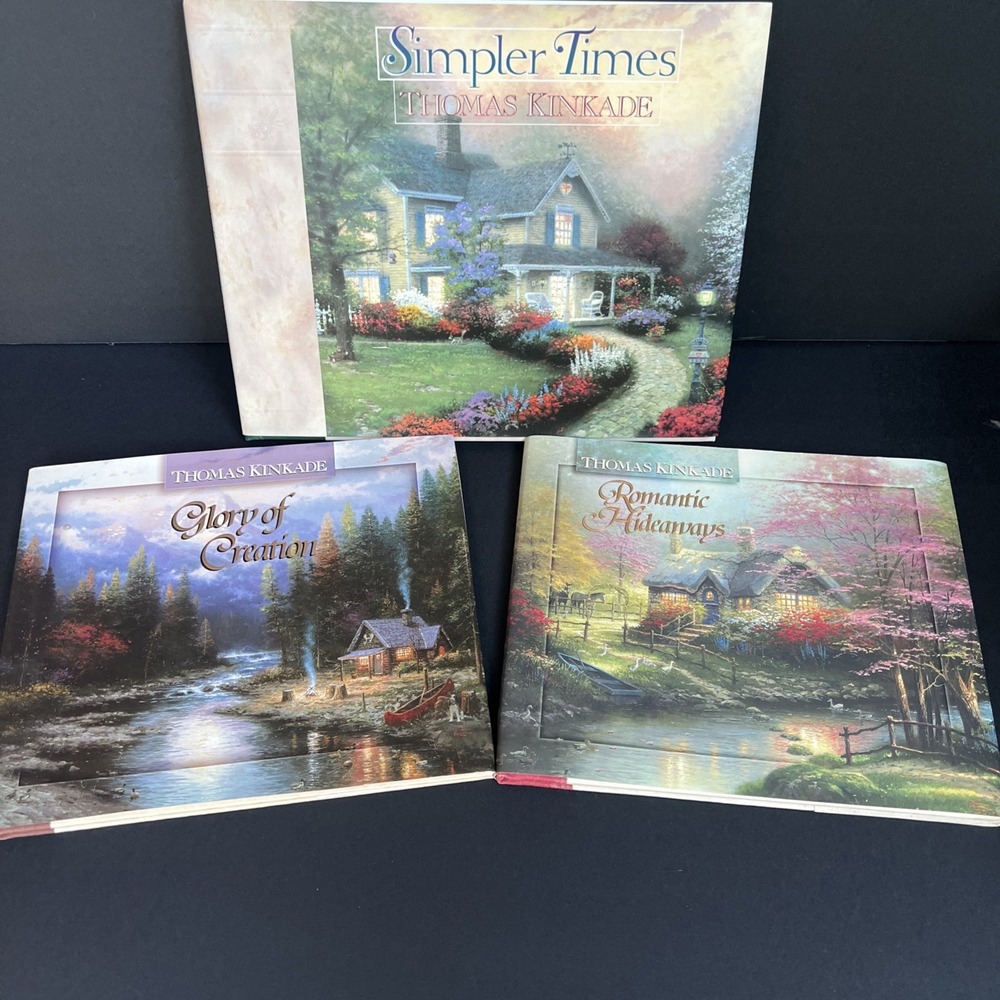 Thomas Kinkade Hardcover Book Set 3 Simpler Times Romantic Hideaways Glory EUC